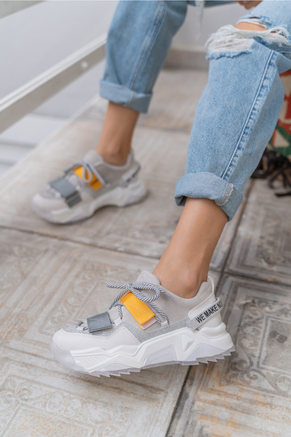 Brecka Kadin Gri Siyah Sneakers