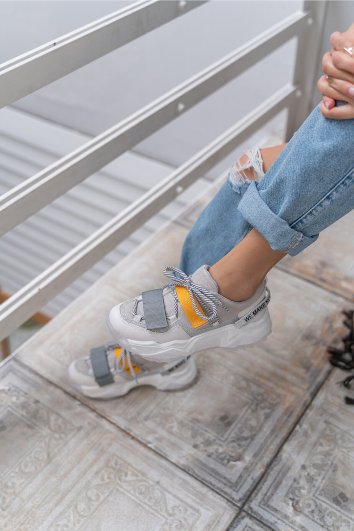 Brecka Kadin Gri Siyah Sneakers