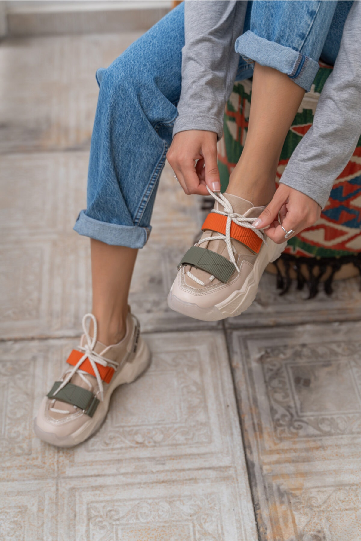 Brecka Kadin Gri Siyah Sneakers