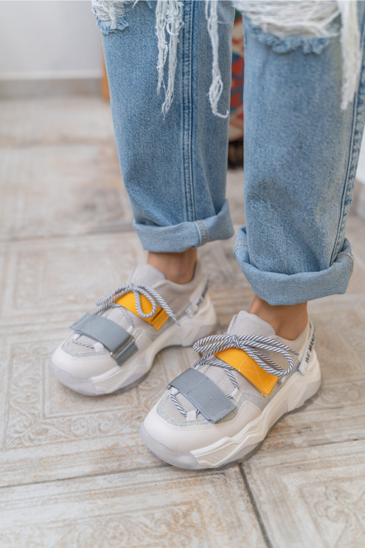 Brecka Kadin Gri Siyah Sneakers
