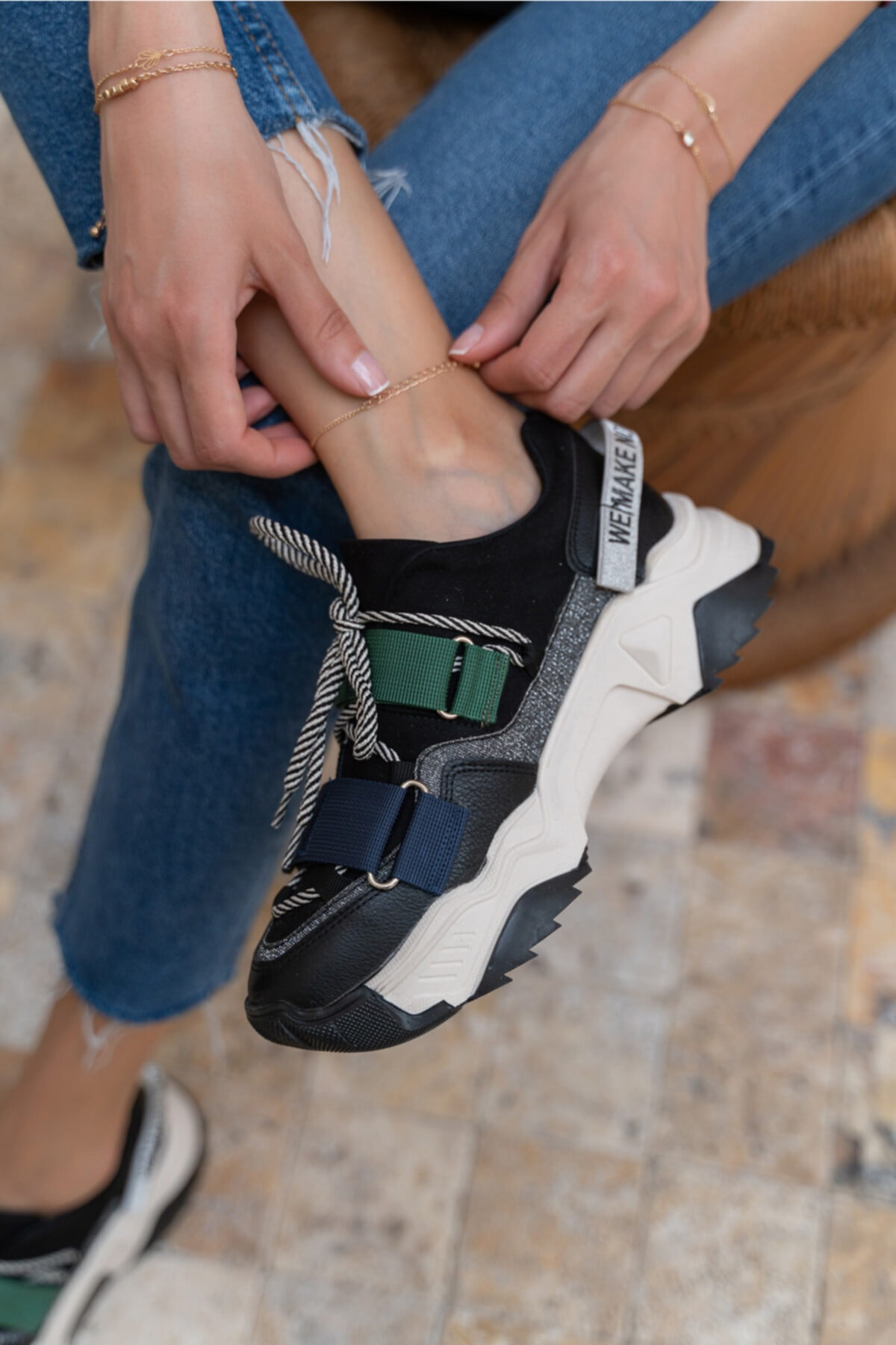 Brecka Kadin Gri Siyah Sneakers