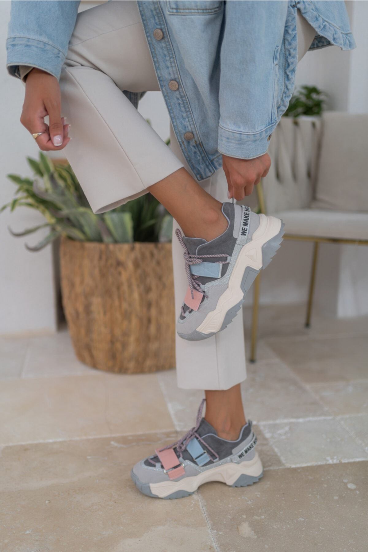 Brecka Kadin Gri Siyah Sneakers