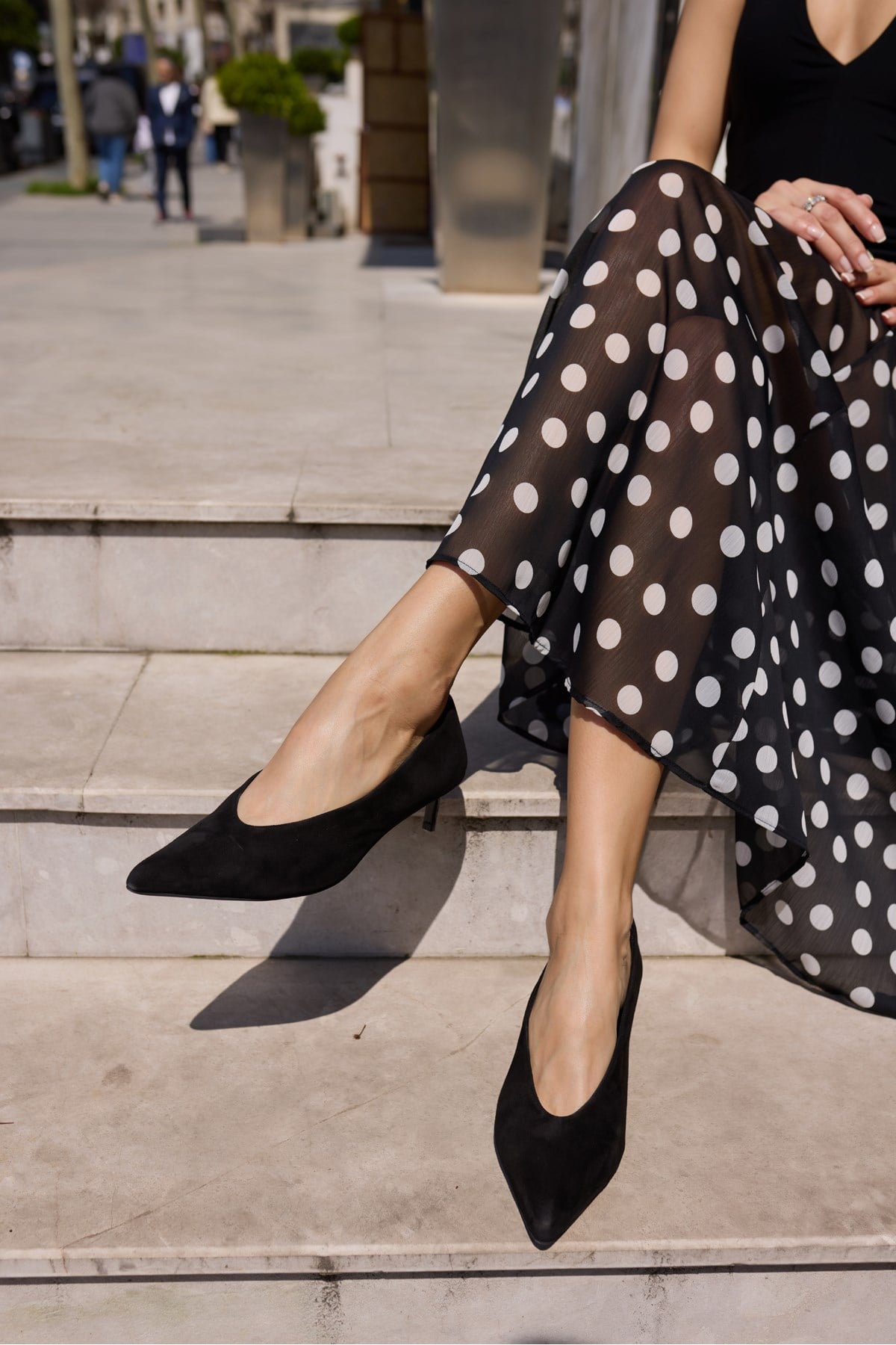 LURCETTA KADİN SİYAH SUET MINI TOPUKLU STILETTO