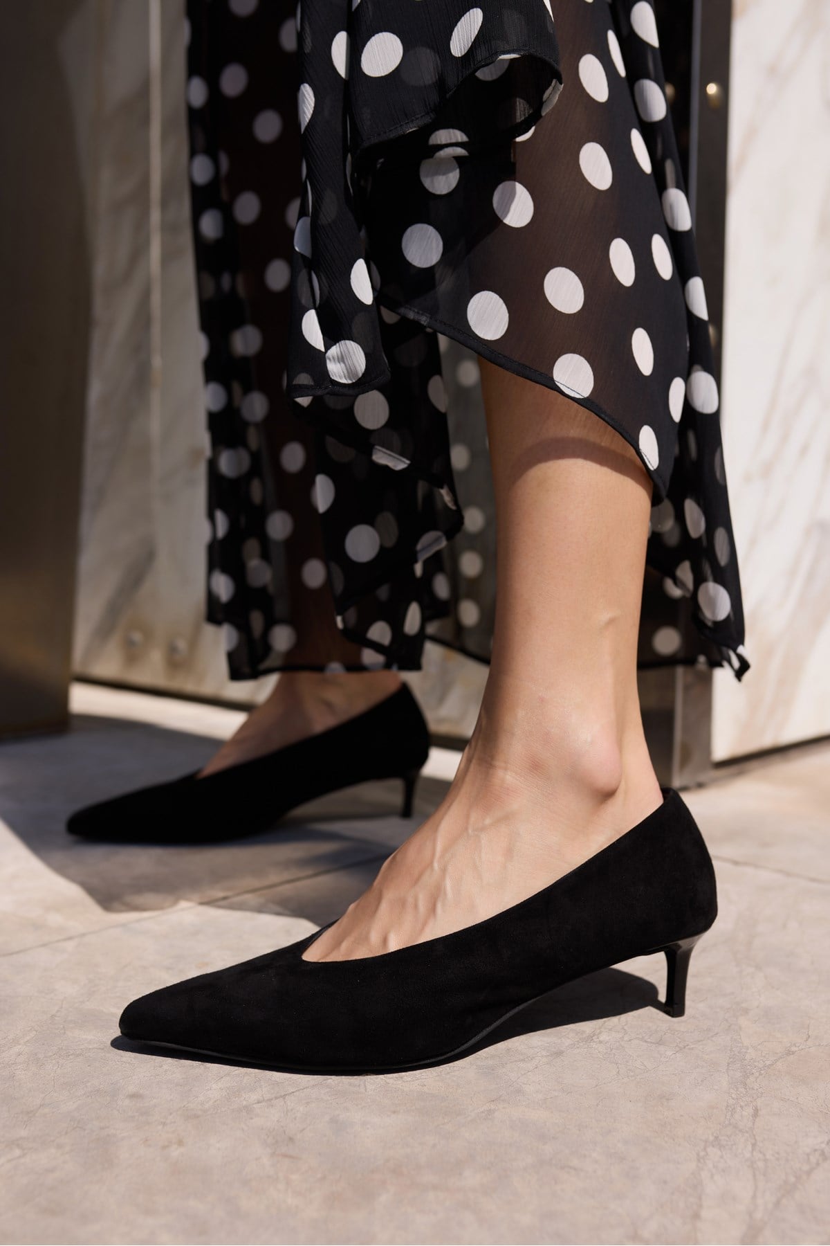 LURCETTA KADİN SİYAH SUET MINI TOPUKLU STILETTO