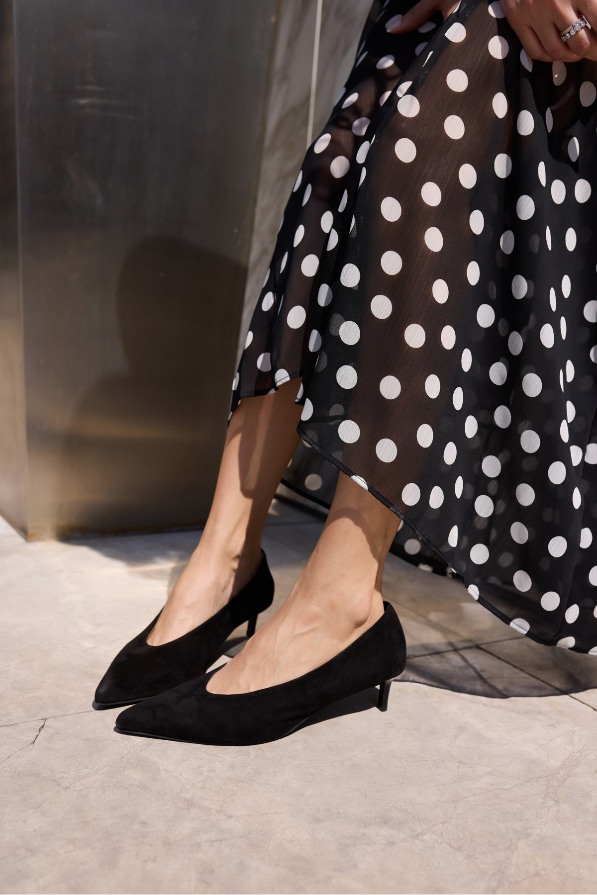 LURCETTA KADİN SİYAH SUET MINI TOPUKLU STILETTO