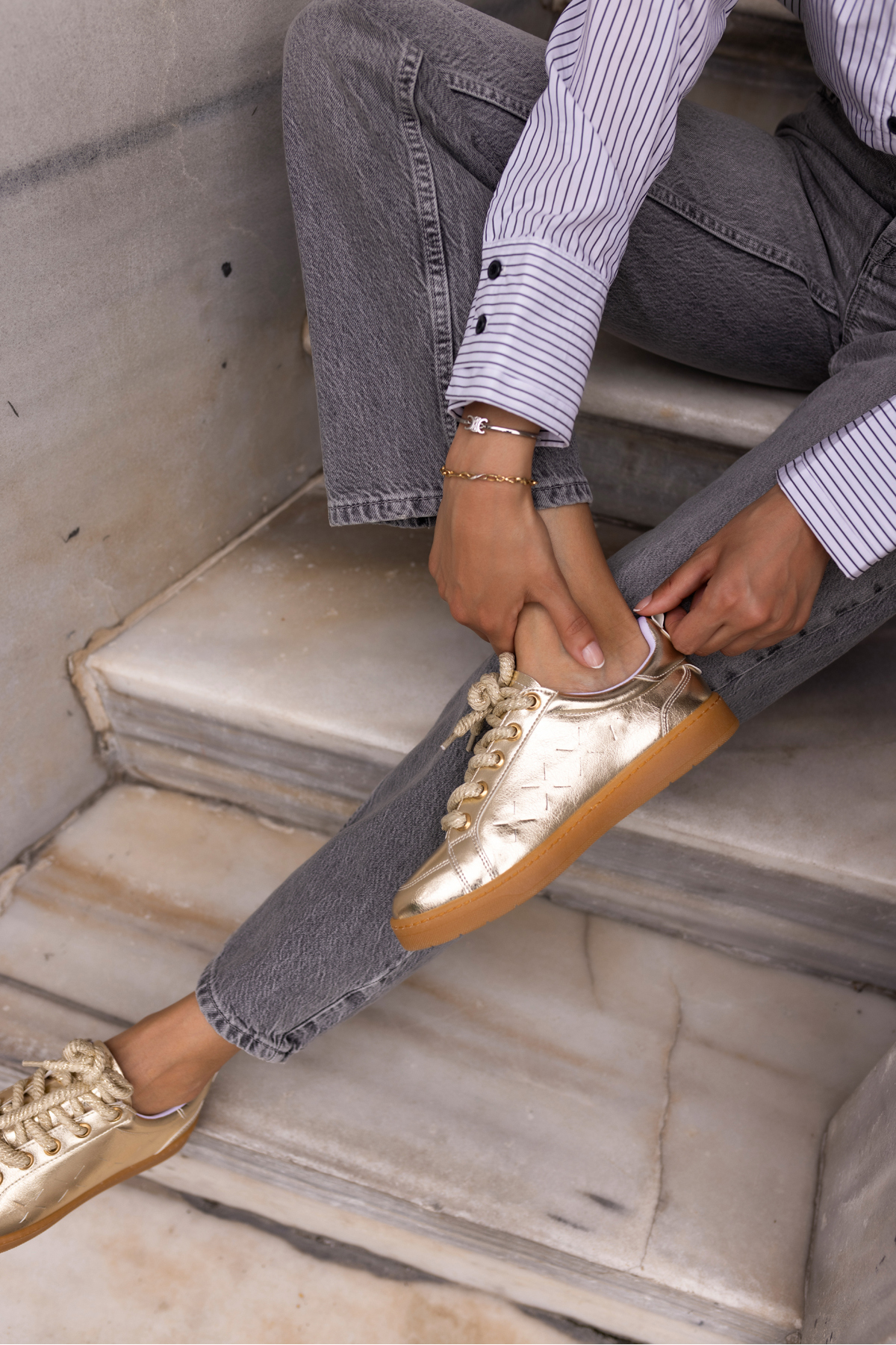 Fuedi Kadin Gümüş Örgu Ip Tarzi Sneaker