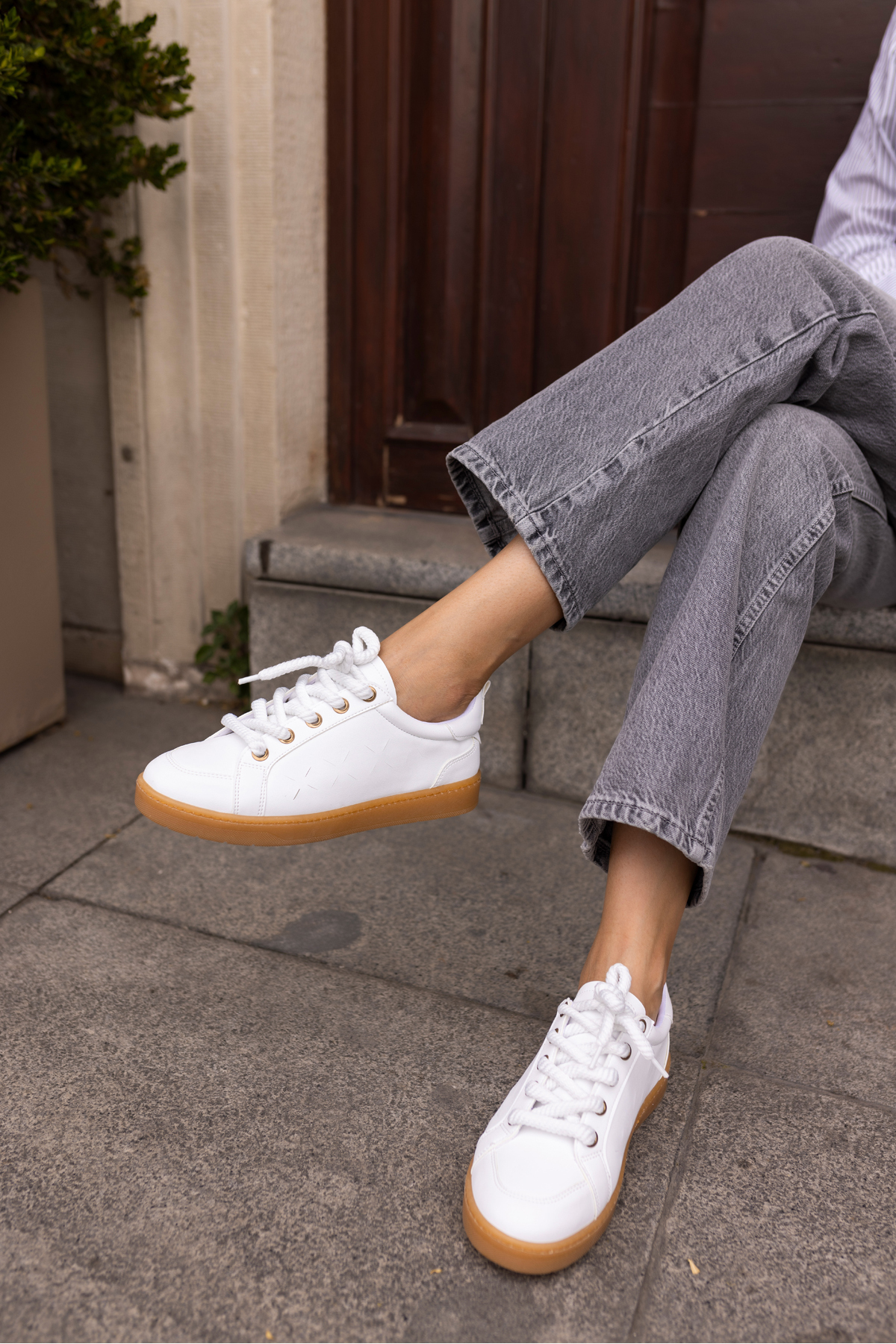 Fuedi Kadin Gümüş Örgu Ip Tarzi Sneaker