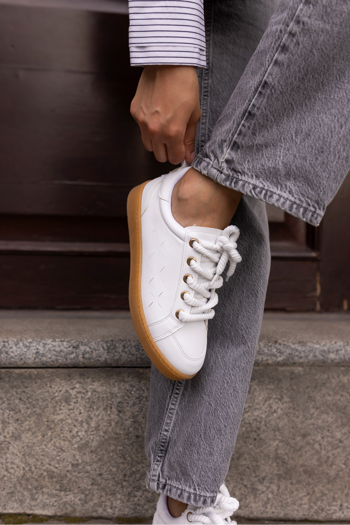 Fuedi Kadin Gümüş Örgu Ip Tarzi Sneaker