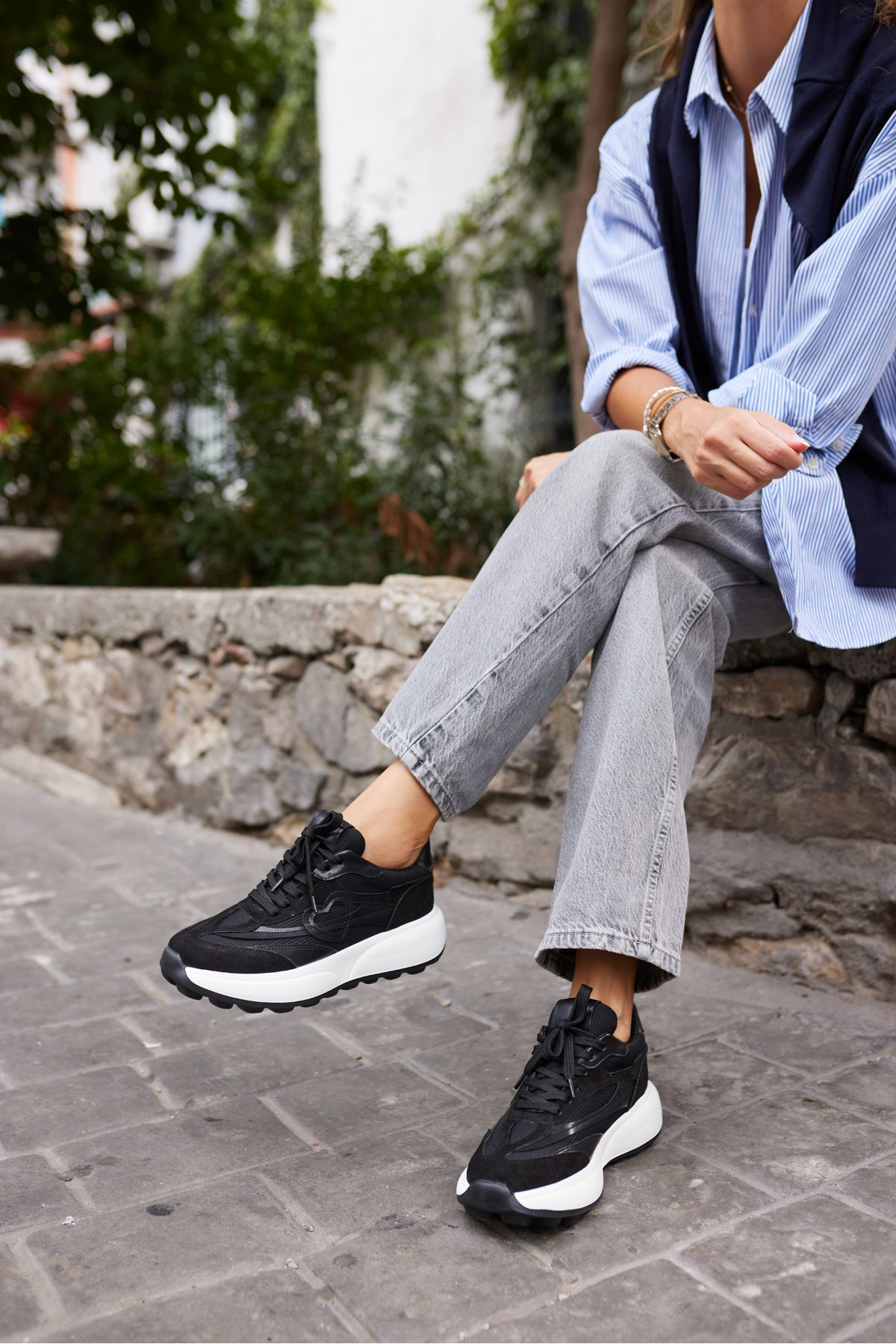 ORRO KADIN SİYAH EVA TABAN SNEAKERS