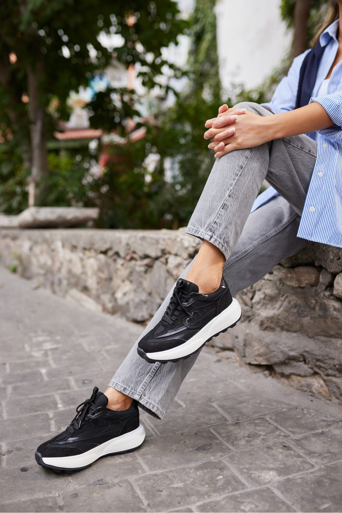 ORRO KADIN SİYAH EVA TABAN SNEAKERS