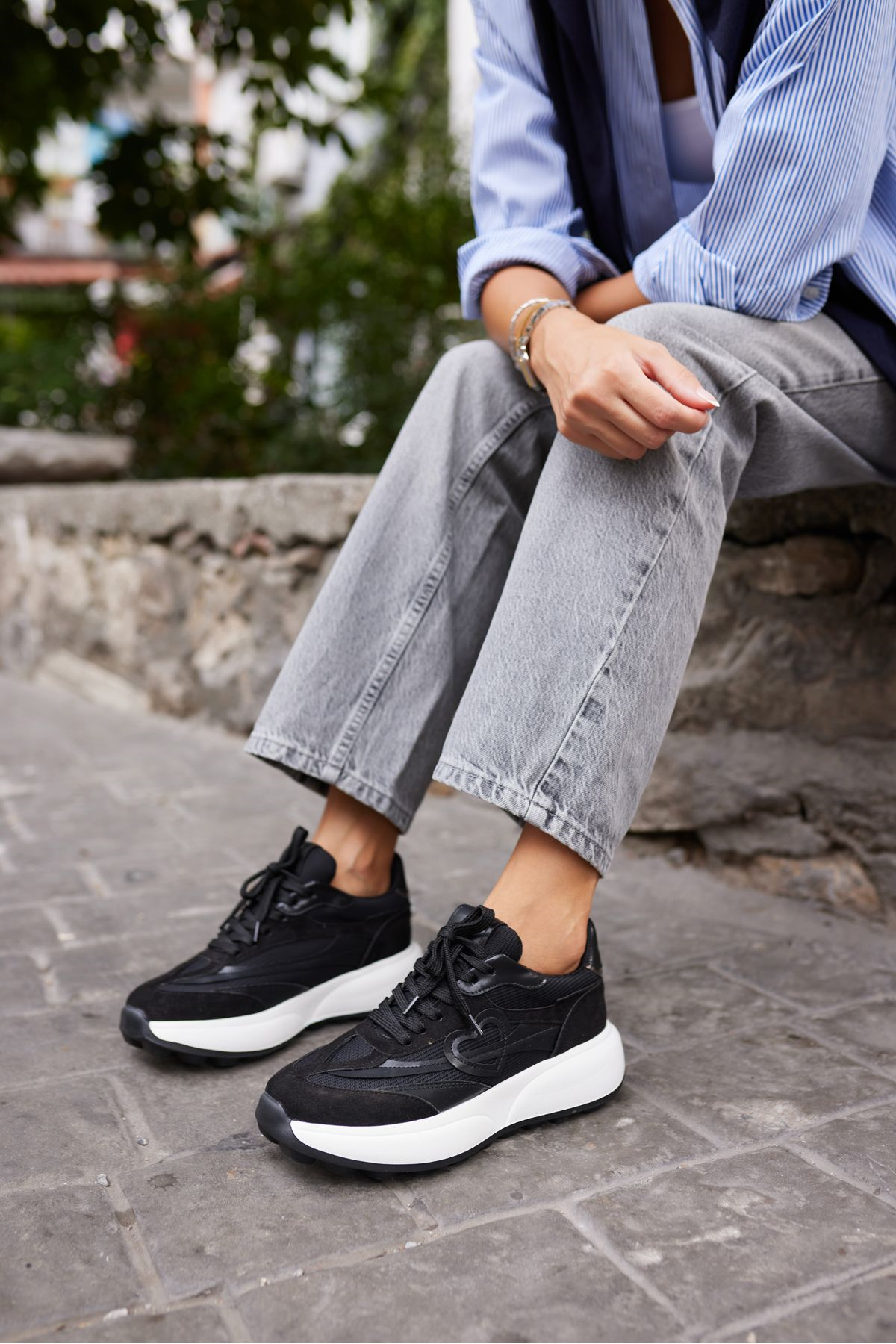 ORRO KADIN SİYAH EVA TABAN SNEAKERS