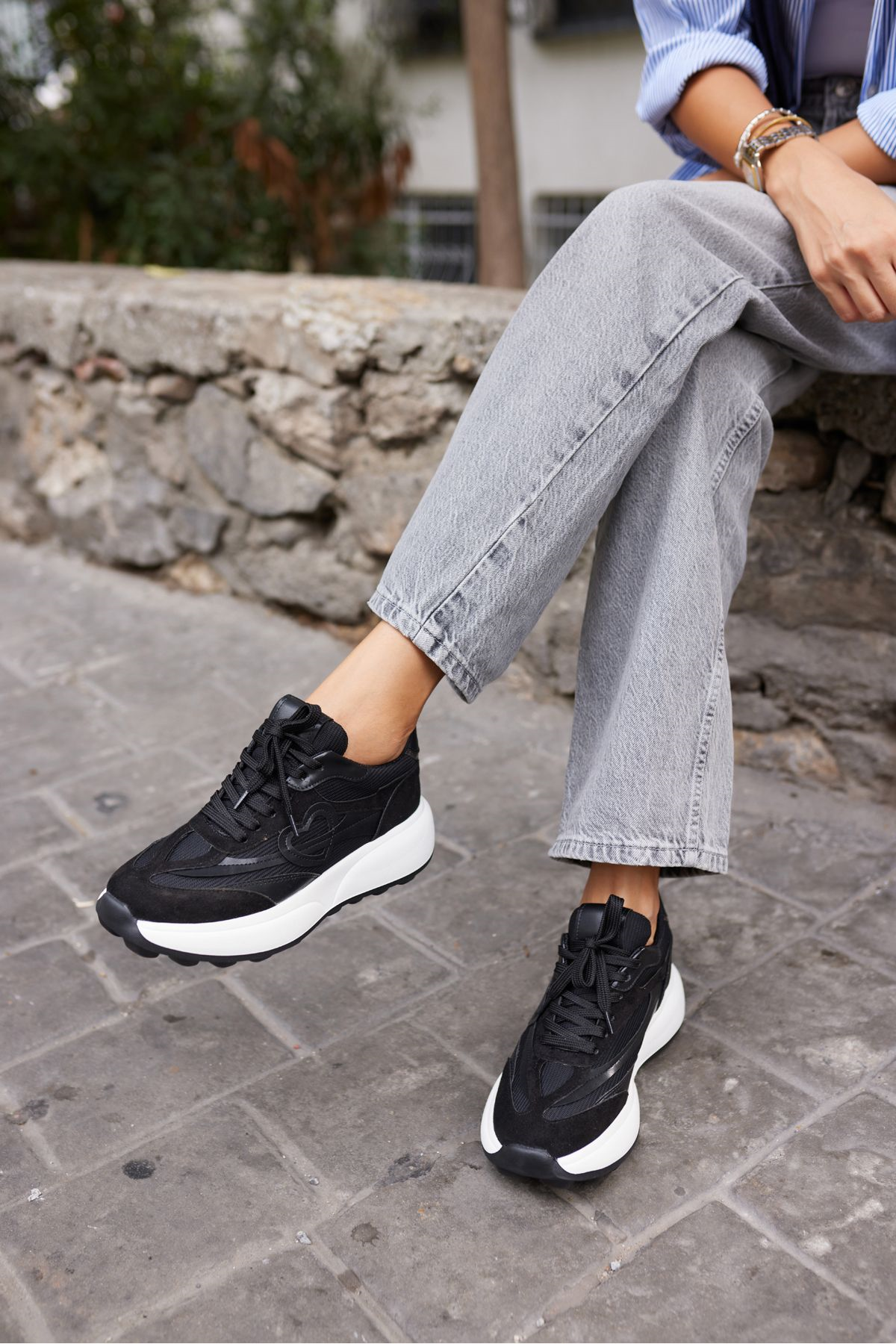 ORRO KADIN SİYAH EVA TABAN SNEAKERS