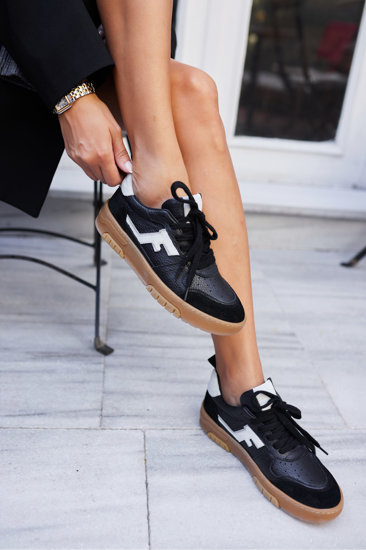 PAPRİCA KADİN SİYAH GERCEK DERİ SNEAKER