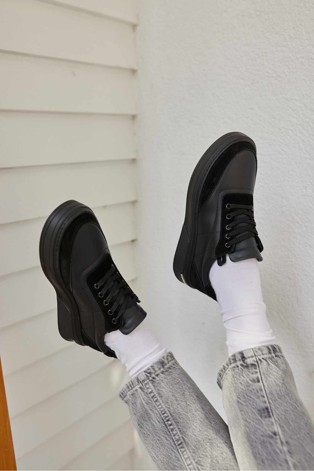 OKİTA KADIN BEYAZ BAGCIKLI GERCEK DERİ SNEAKER