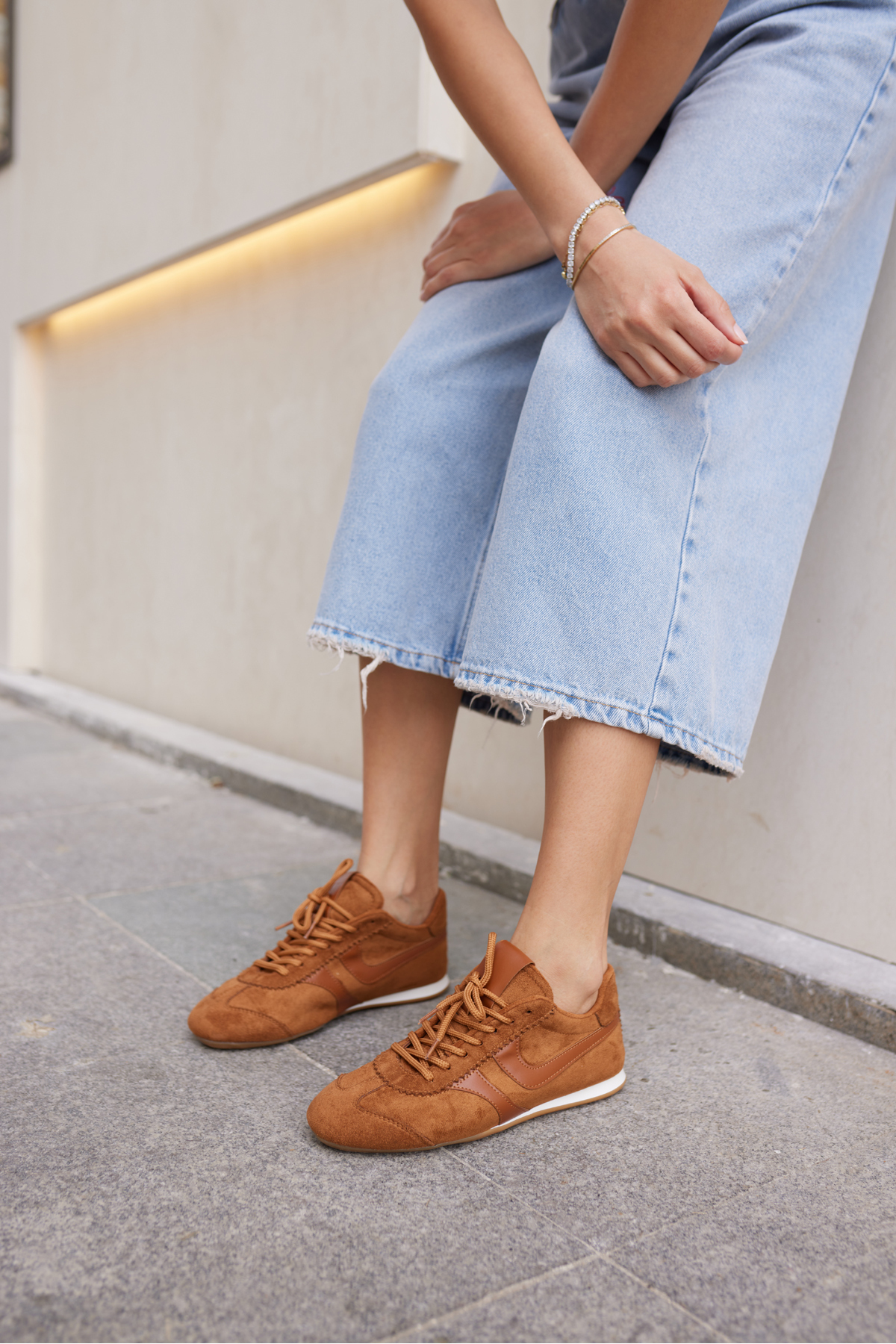 ANNA KADIN TABA SUET BAGCIKLI SNEAKER
