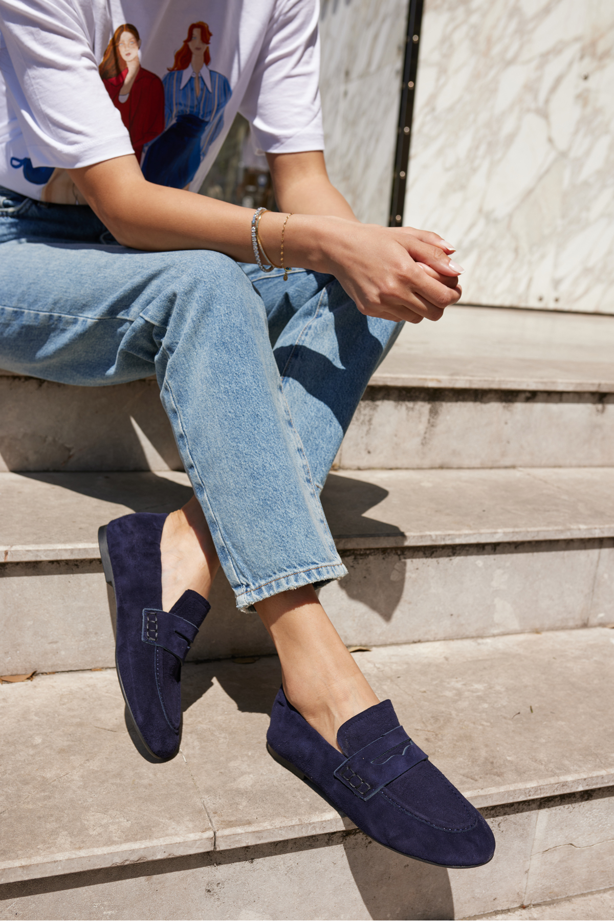 MİLLY KADİN LACİVERT SUET LOAFER BABET AYAKKABİ