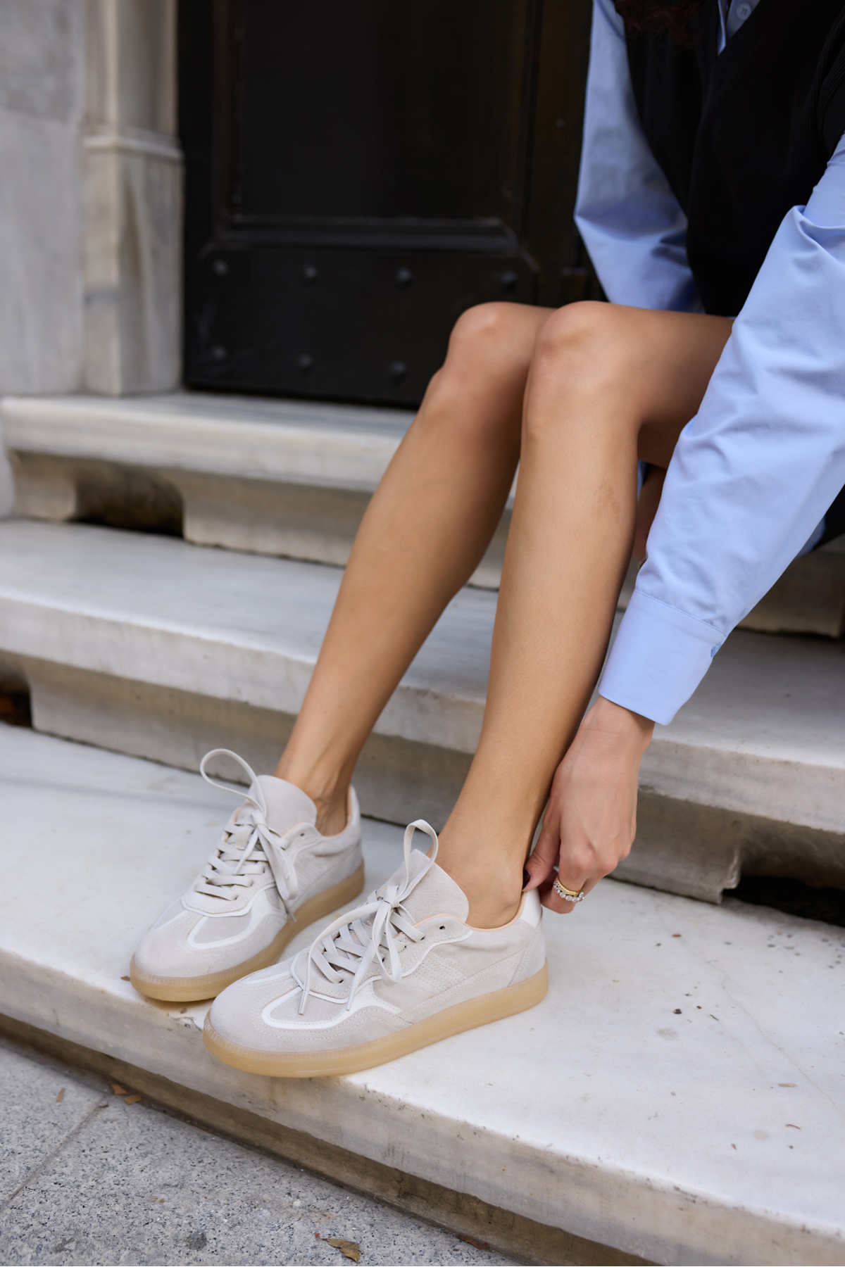 SOLİA KADİN BEYAZ GERCEK SUET BAGCIK DETAY SNEAKER