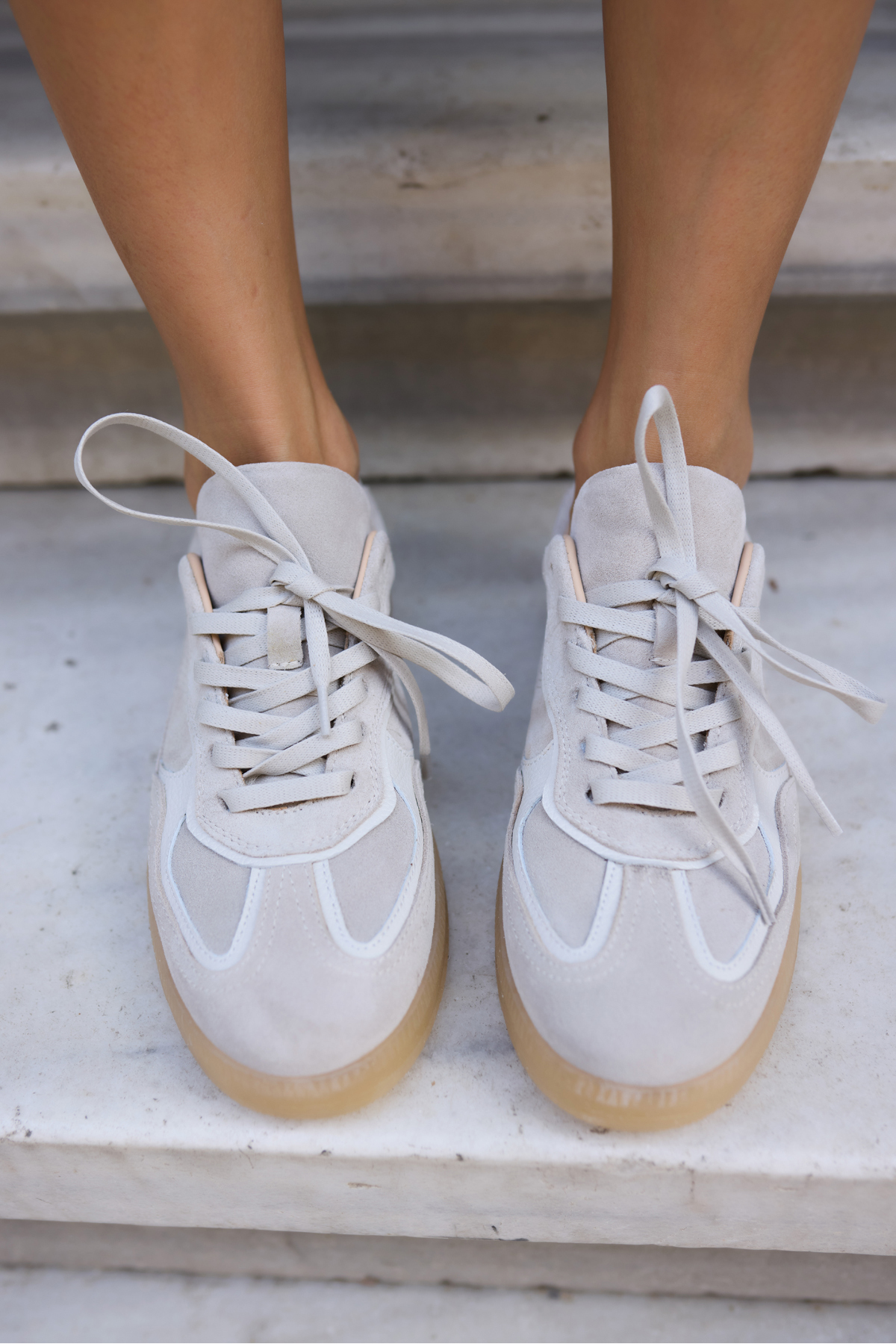 SOLİA KADİN BEYAZ GERCEK SUET BAGCIK DETAY SNEAKER