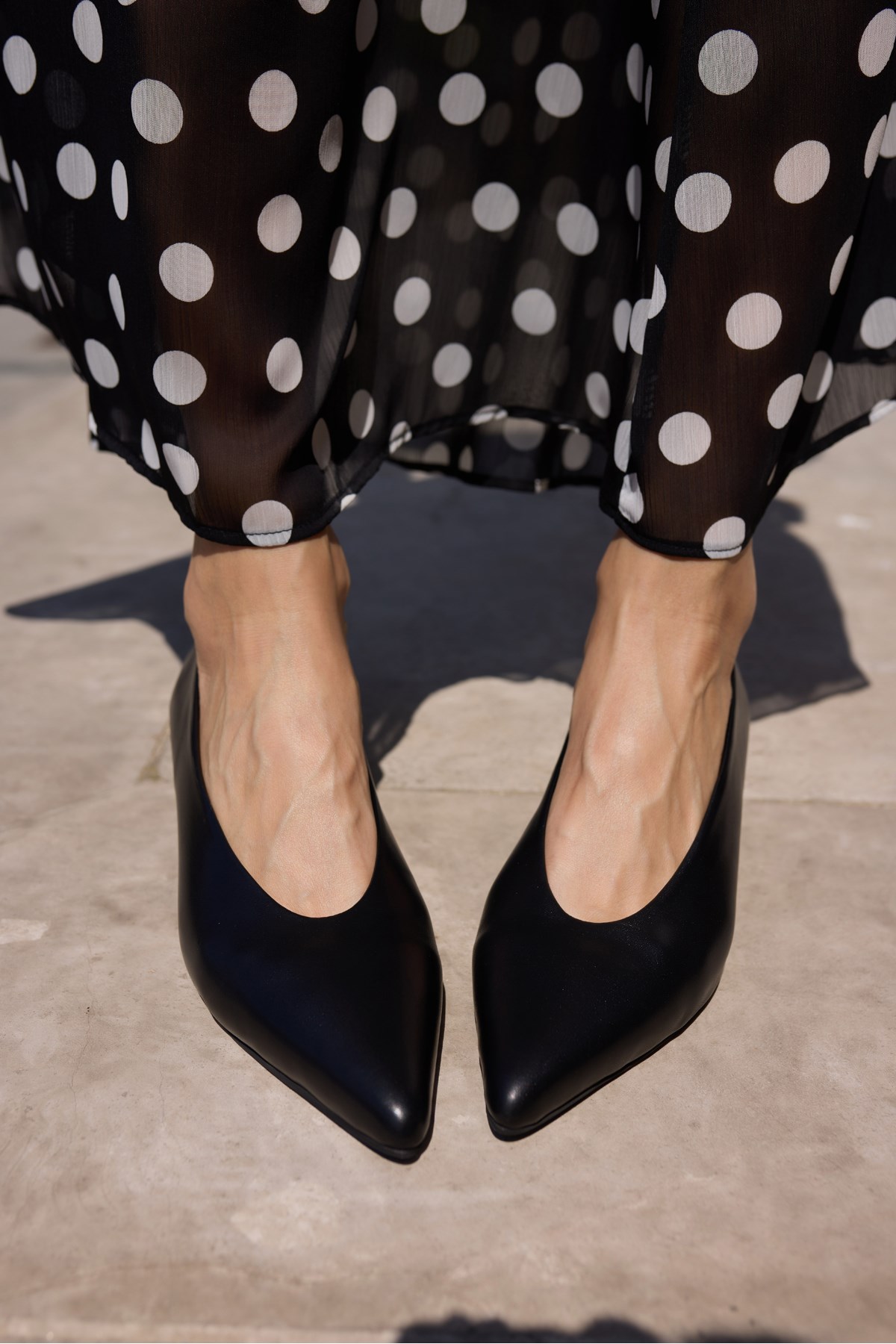 LURCETTA KADİN SİYAH DERİ GERCEK MINI TOPUKLU STILETTO