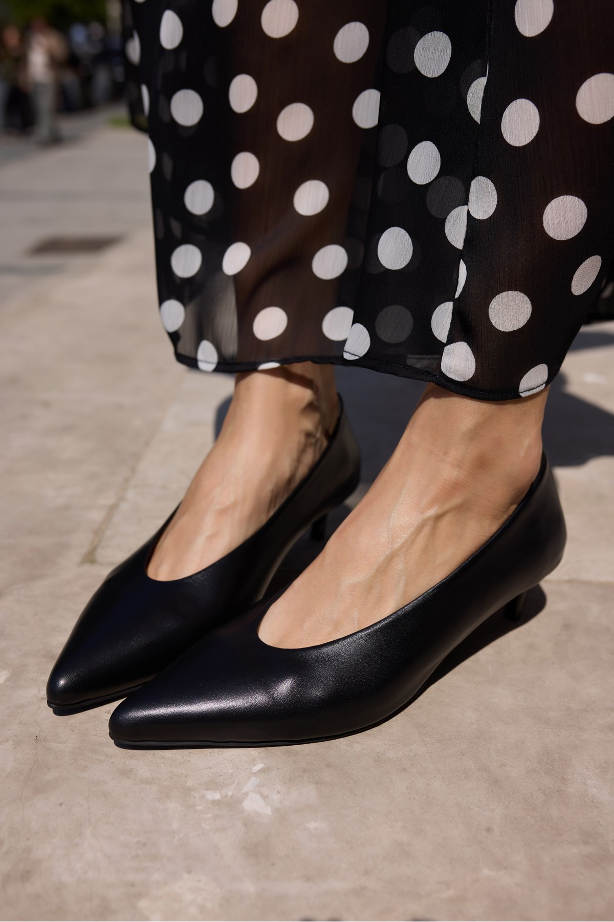 LURCETTA KADİN SİYAH DERİ GERCEK MINI TOPUKLU STILETTO