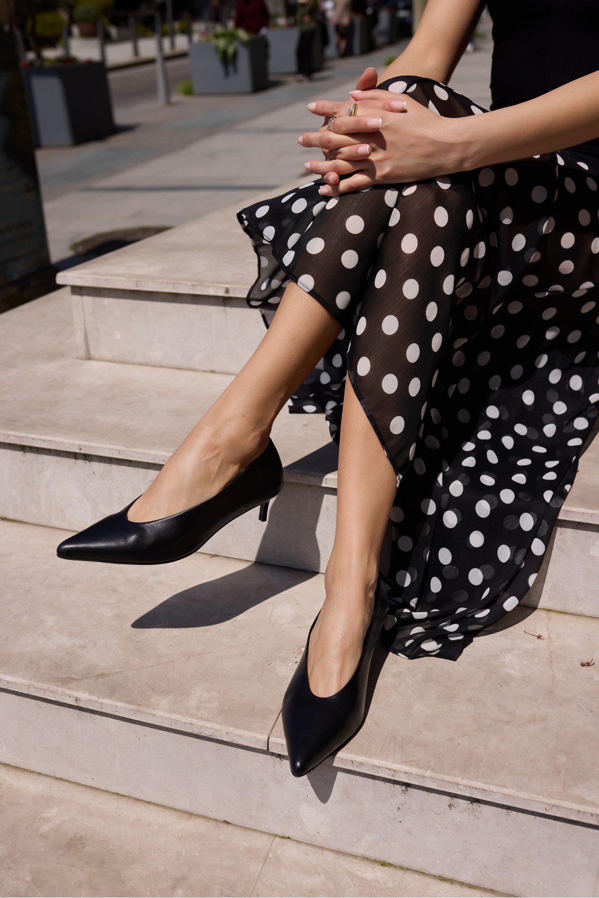 LURCETTA KADİN SİYAH DERİ GERCEK MINI TOPUKLU STILETTO