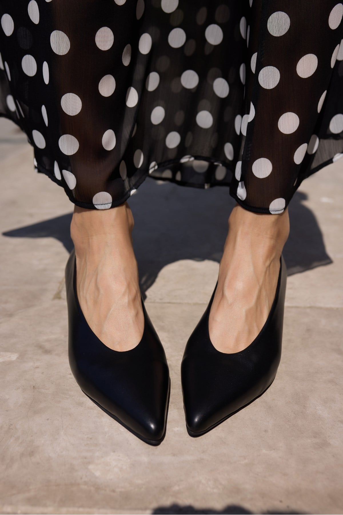 LURCETTA KADİN SİYAH DERİ GERCEK MINI TOPUKLU STILETTO