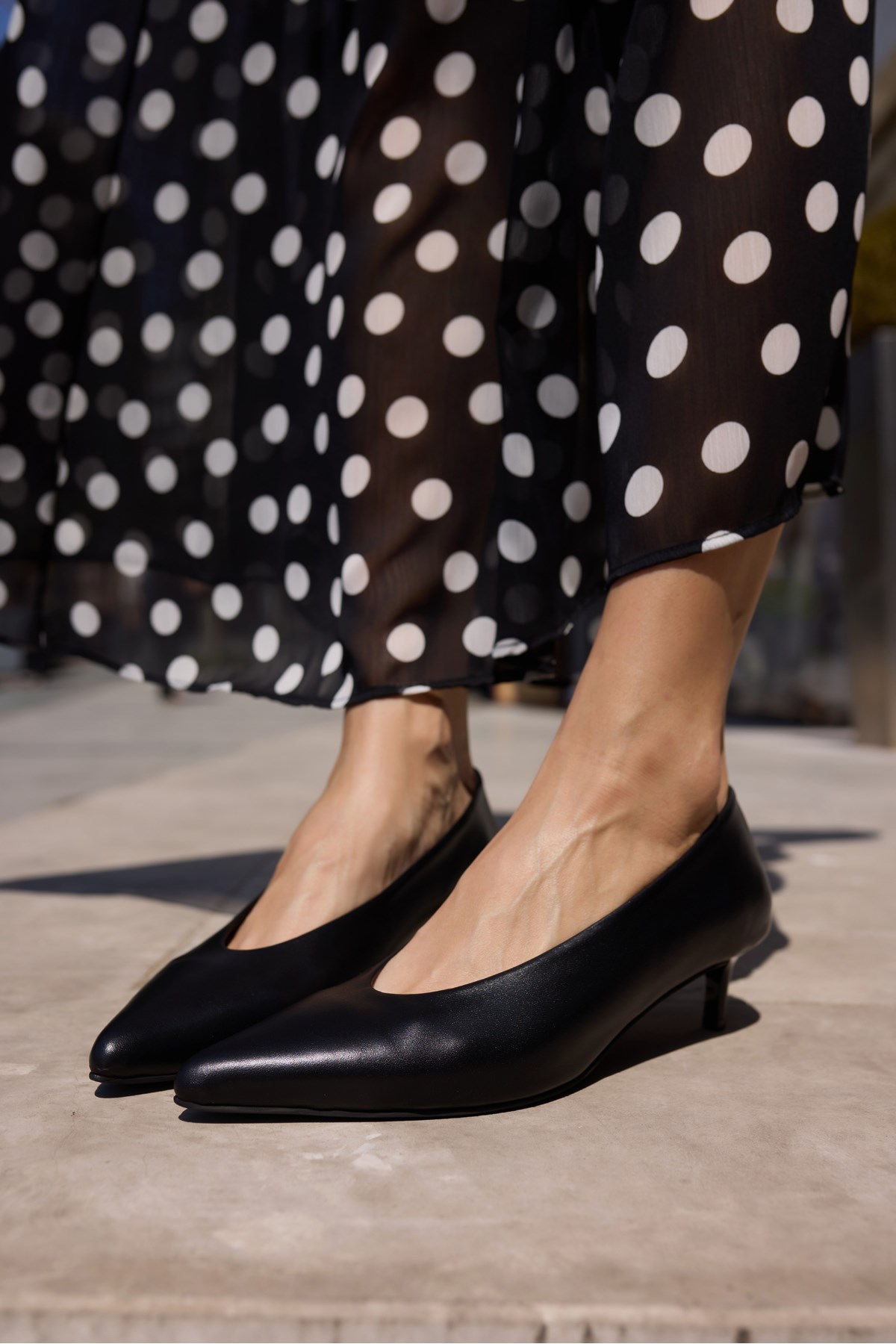 LURCETTA KADİN SİYAH DERİ GERCEK MINI TOPUKLU STILETTO