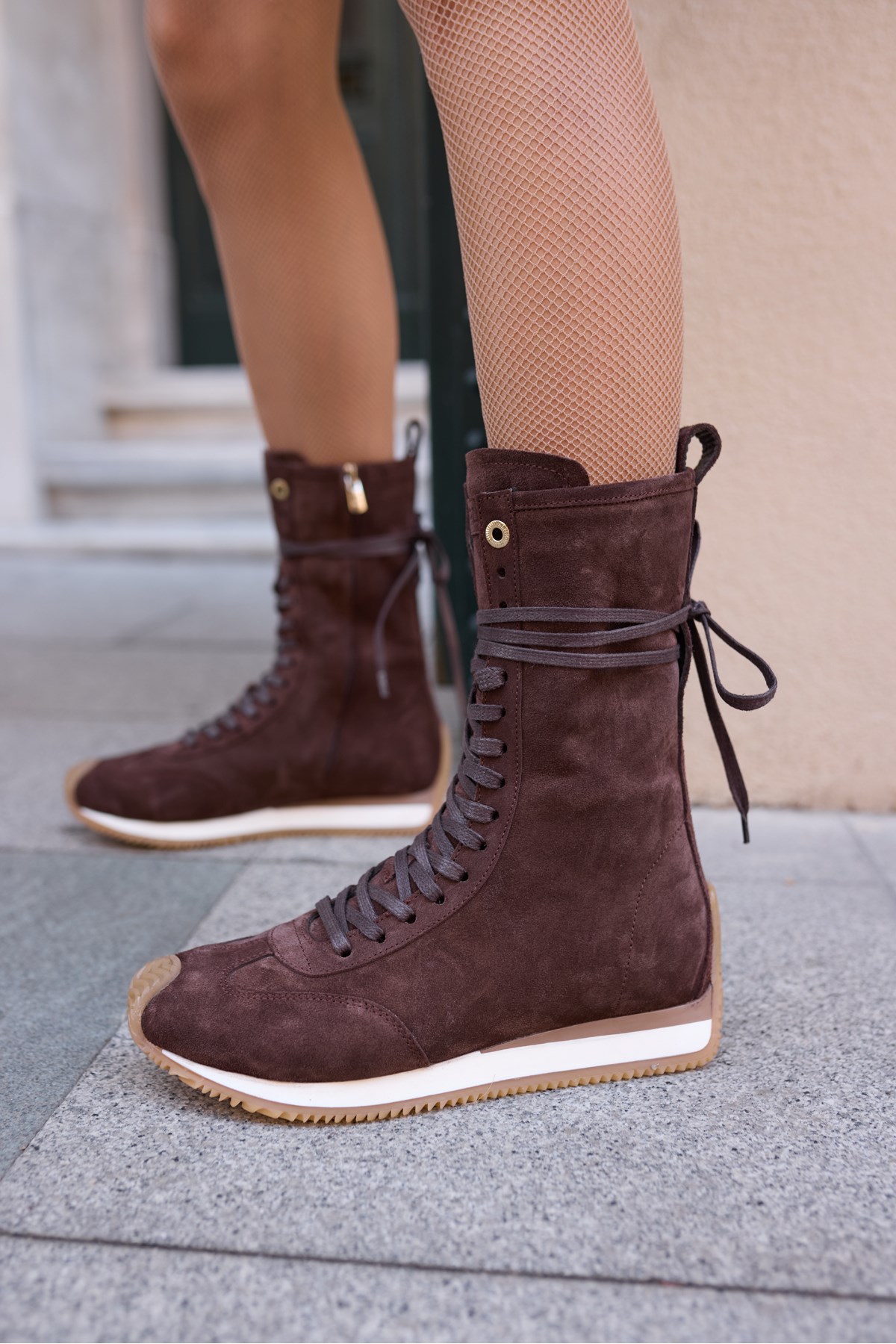 CARMİRA KADİN KAHVE GERCEK SUET BOKSOR SNEAKER BOT