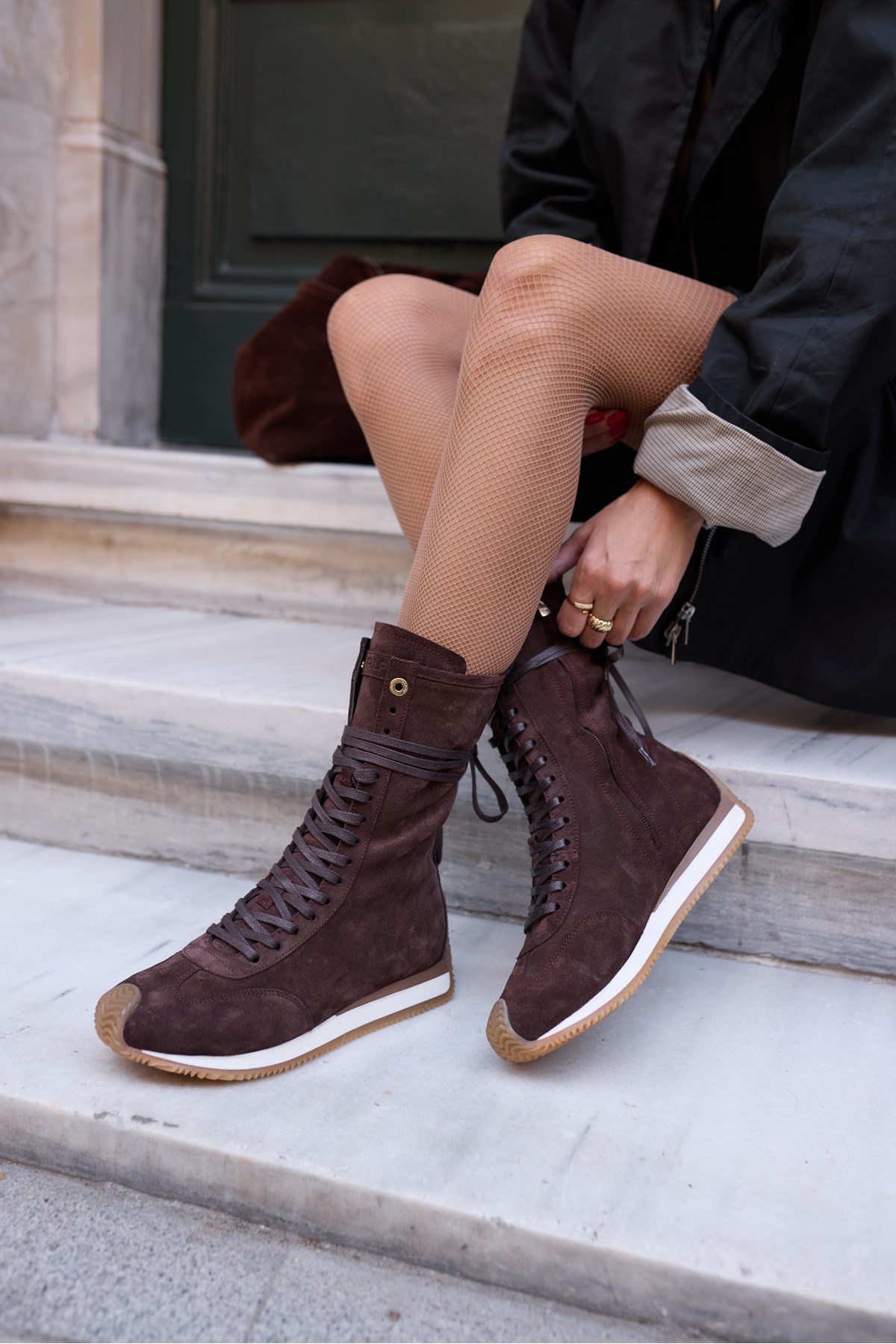 CARMİRA KADİN KAHVE GERCEK SUET BOKSOR SNEAKER BOT