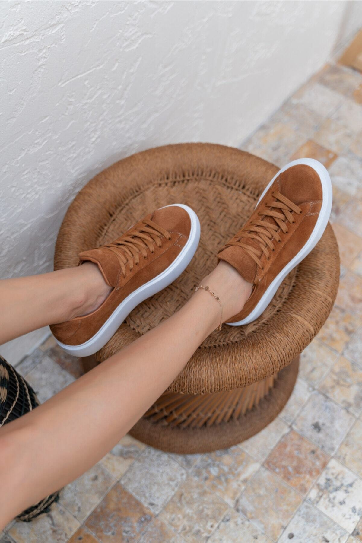 Angelo Kadın Haki Gercek Suet Sneaker