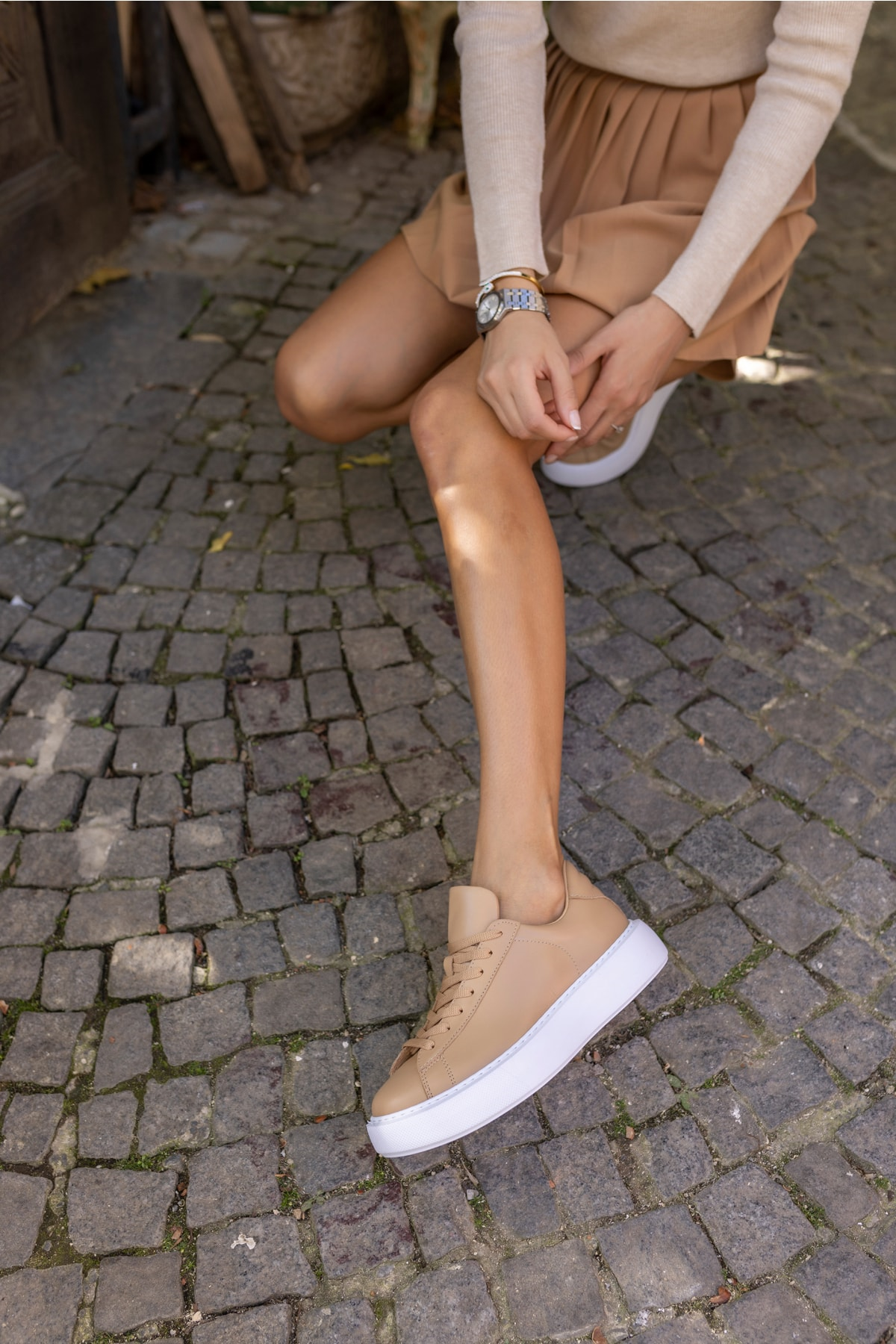 Angelo Kadın Haki Gercek Suet Sneaker