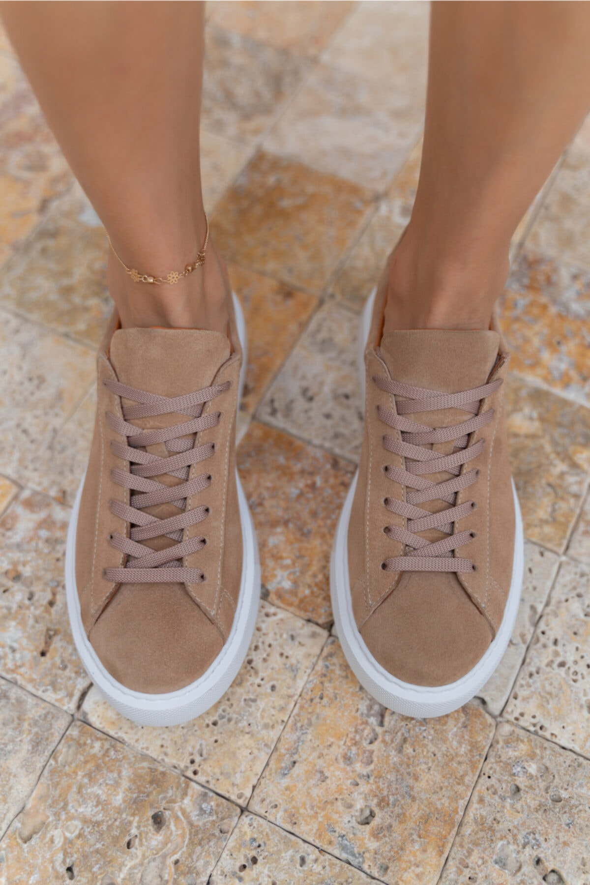 Angelo Kadın Haki Gercek Suet Sneaker