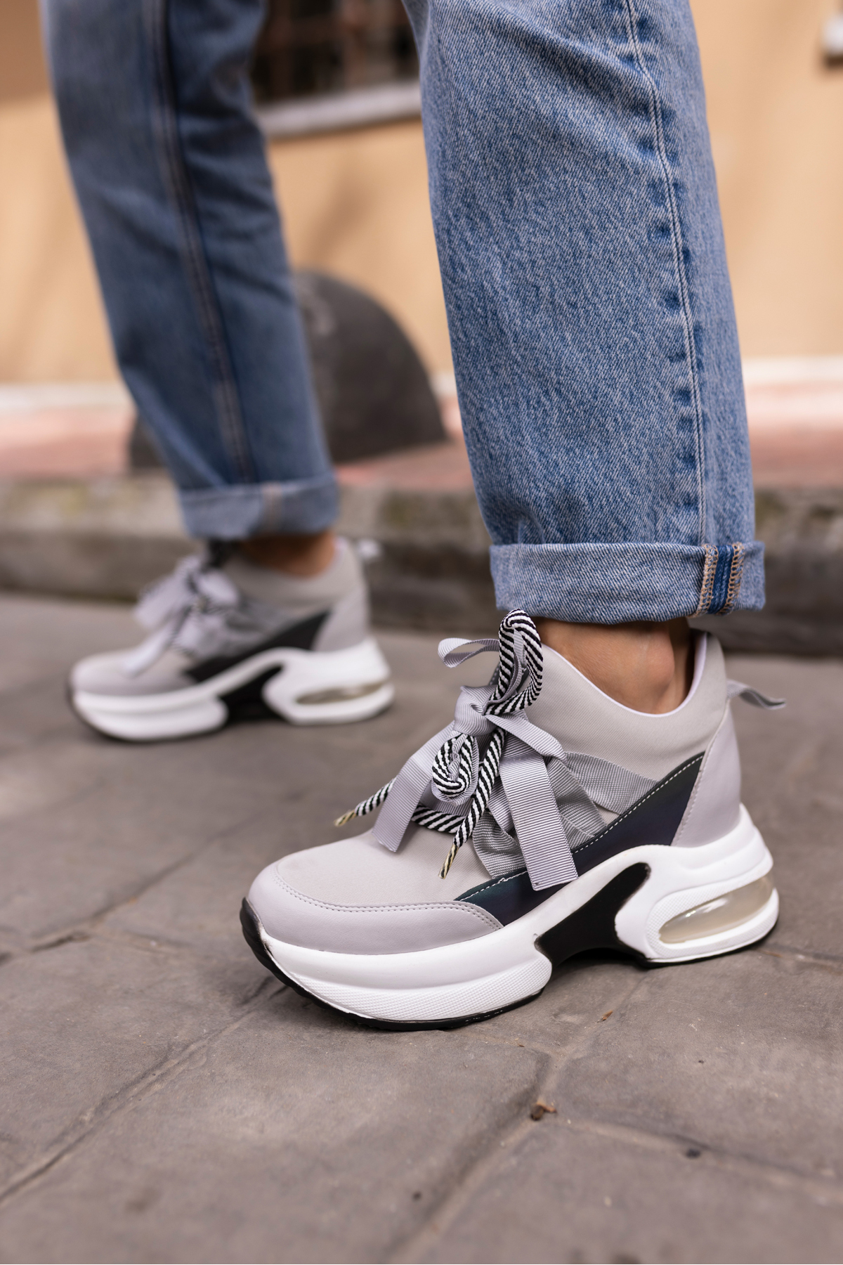 HANNA KADİN GRİ DALGİÇ KUMAŞ DETAY GİZLİ TOPUK SNEAKER