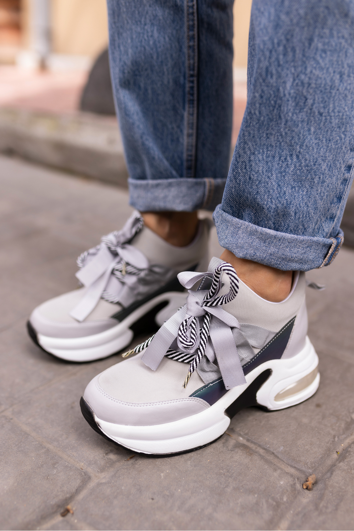 HANNA KADİN GRİ DALGİÇ KUMAŞ DETAY GİZLİ TOPUK SNEAKER