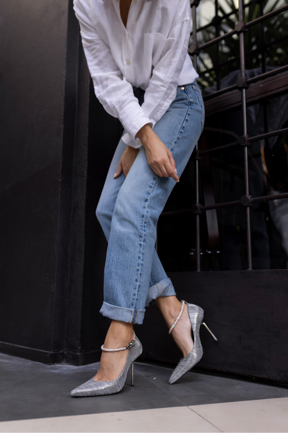 STİLA KADIN GUMUS SİM GECISLI TAŞ ATKILI TOPUKLU STILETTO