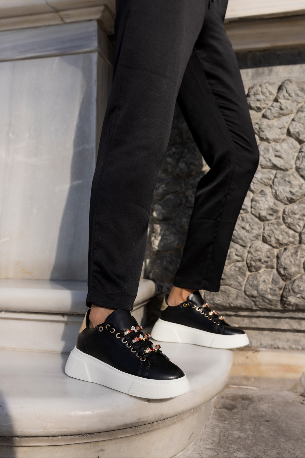 DONALD KADIN BEYAZ BAGCIK TAŞ DETAY SNEAKER