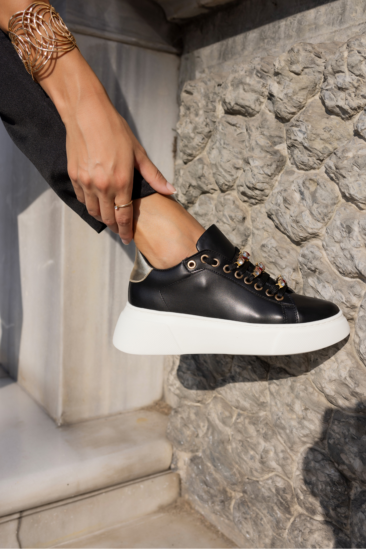 DONALD KADIN BEYAZ BAGCIK TAŞ DETAY SNEAKER