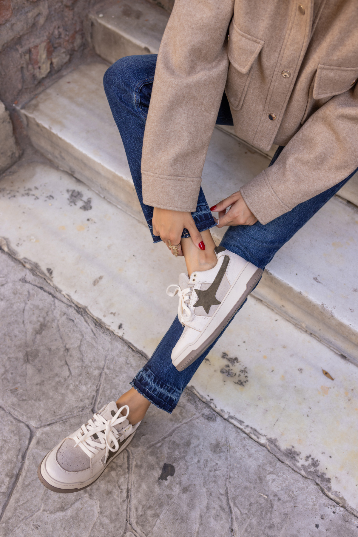 SAMSA KADİN BEYAZ GERCEK DERİ YILDIZ DETAY SNEAKER