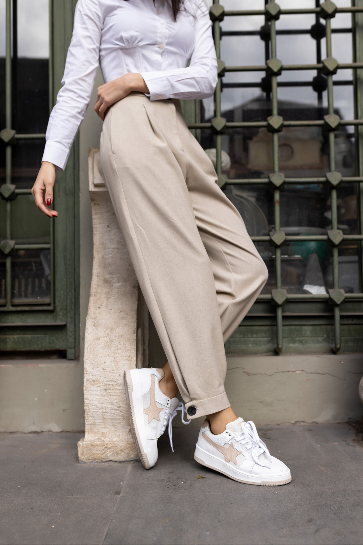 SAMSA KADİN BEYAZ GERCEK DERİ YILDIZ DETAY SNEAKER