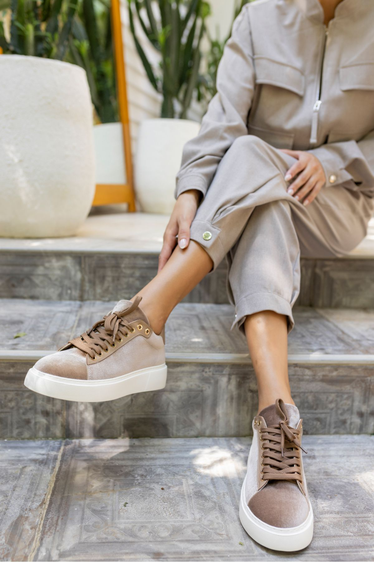 SANDY KADİN VIZON SUET KADIFE EVA TABAN SNEAKER