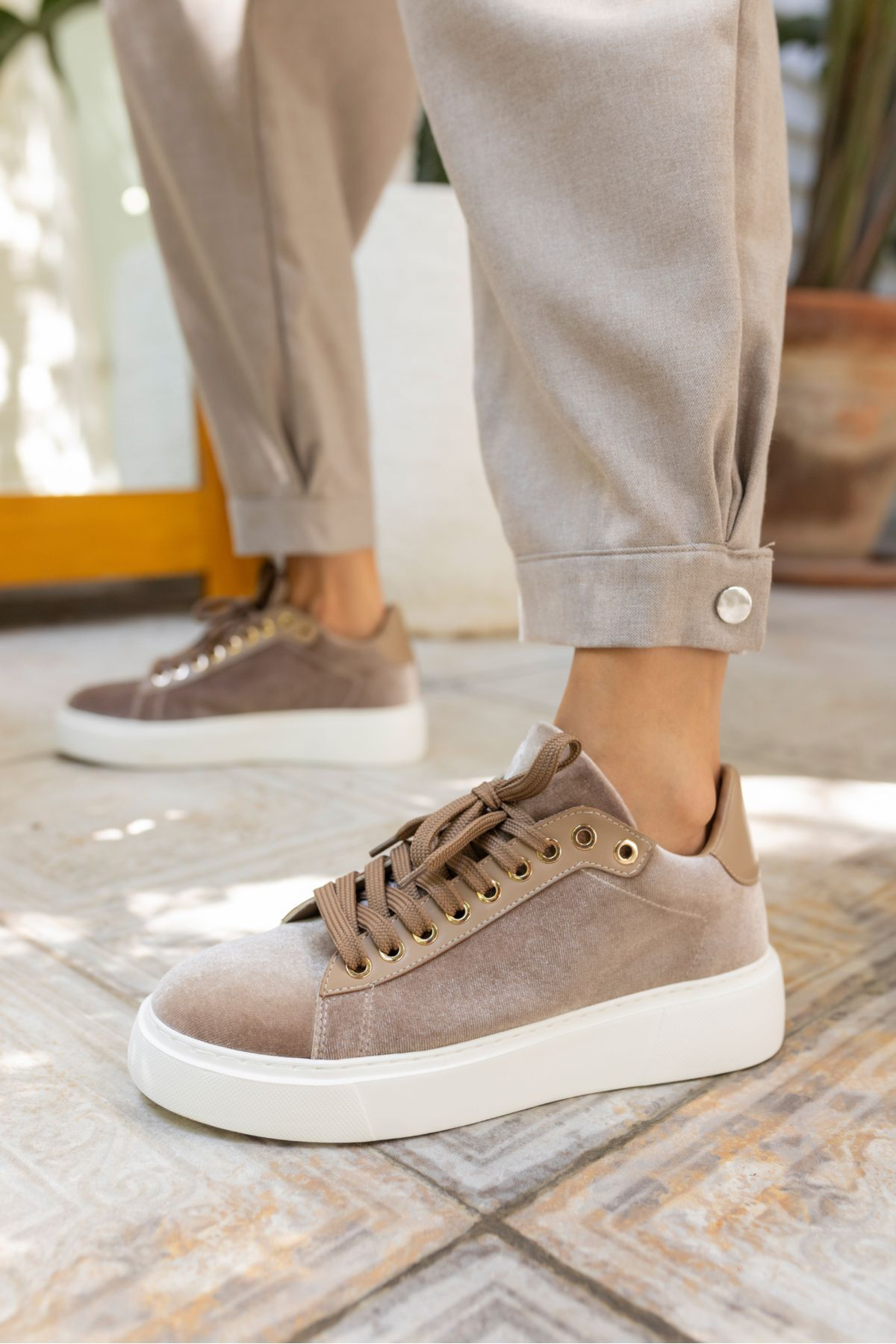 SANDY KADİN VIZON SUET KADIFE EVA TABAN SNEAKER
