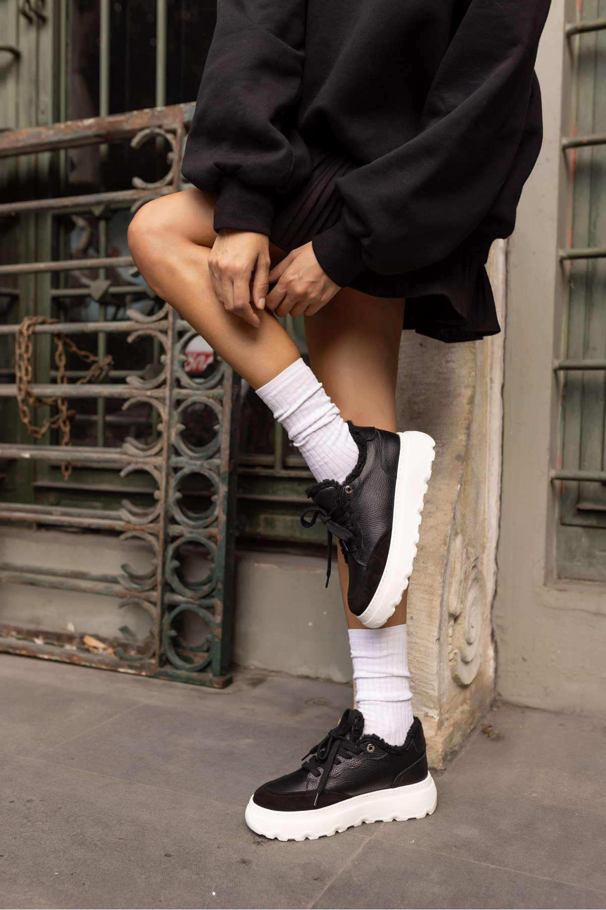 KEDDY KADIN SİYAH GERCEK DERİ EVA TABAN SNEAKER