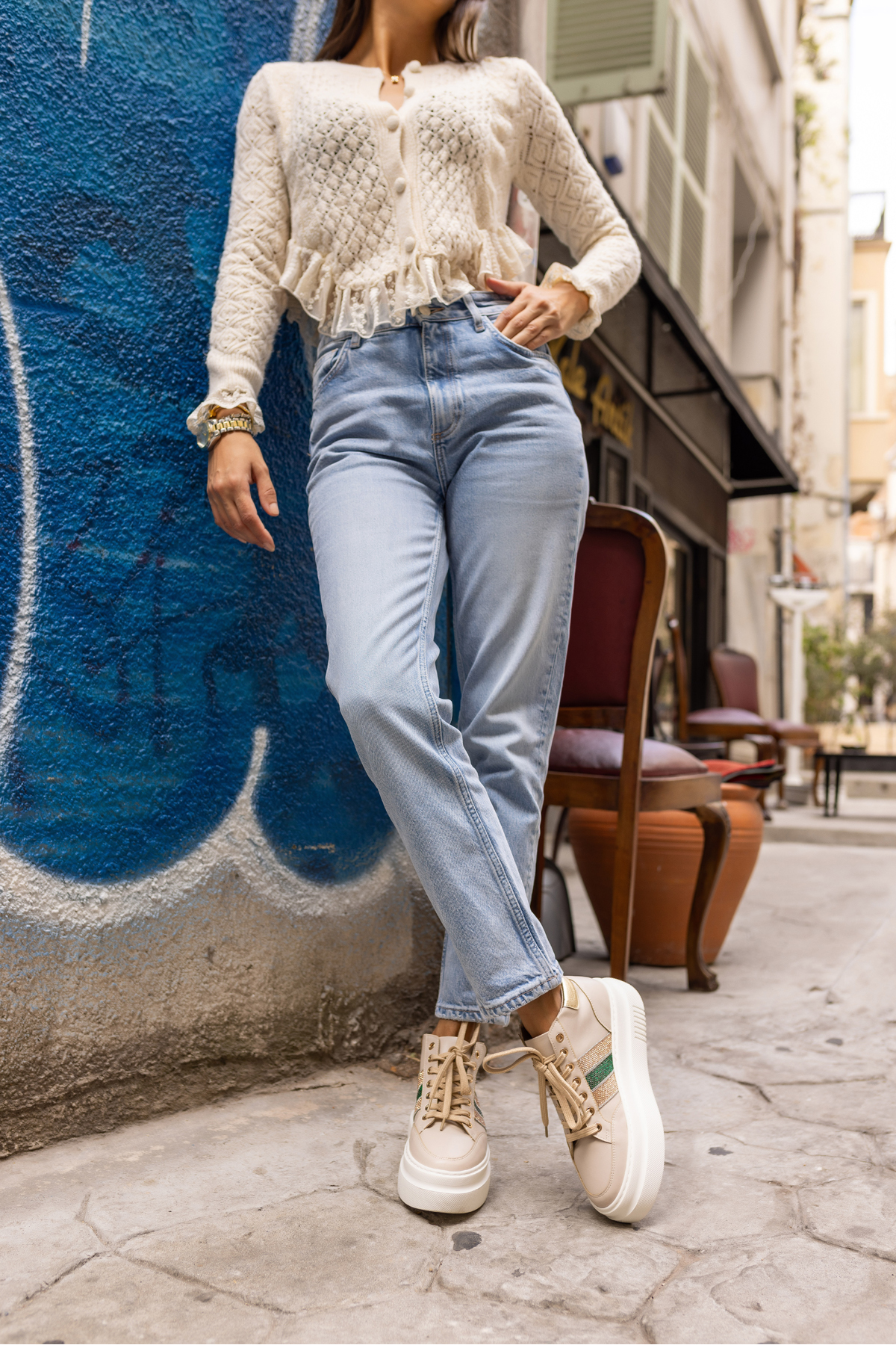 TOBERS KADIN SİYAH TAŞ DETAY SNEAKER