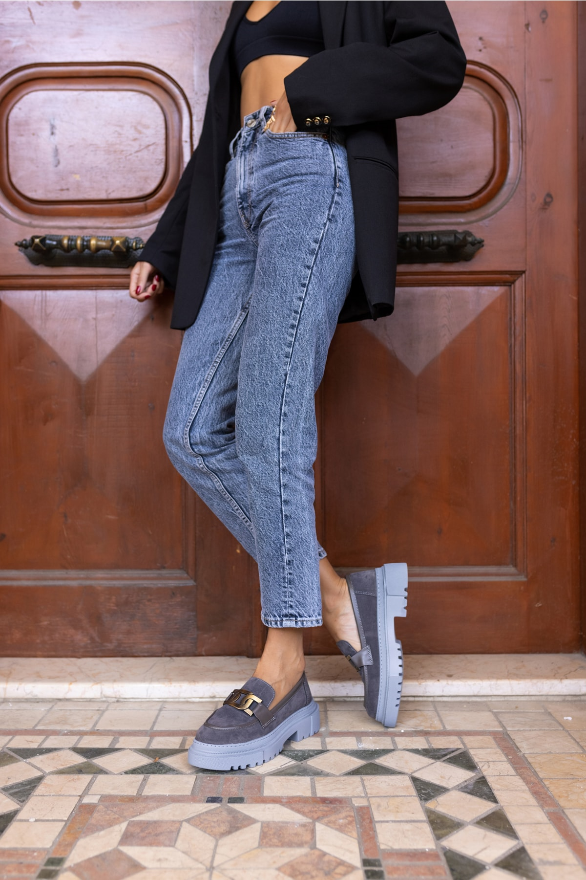 Dimata Kadin Taba Suet Oxford Ayakkabi