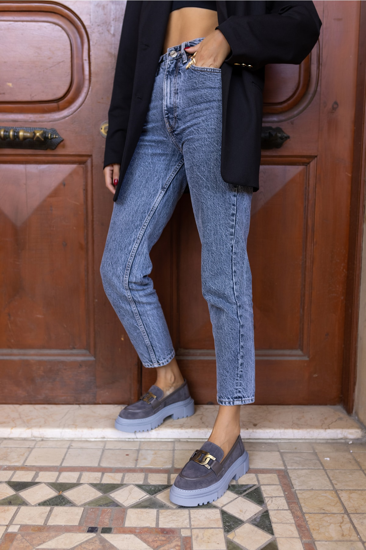 Dimata Kadin Taba Suet Oxford Ayakkabi
