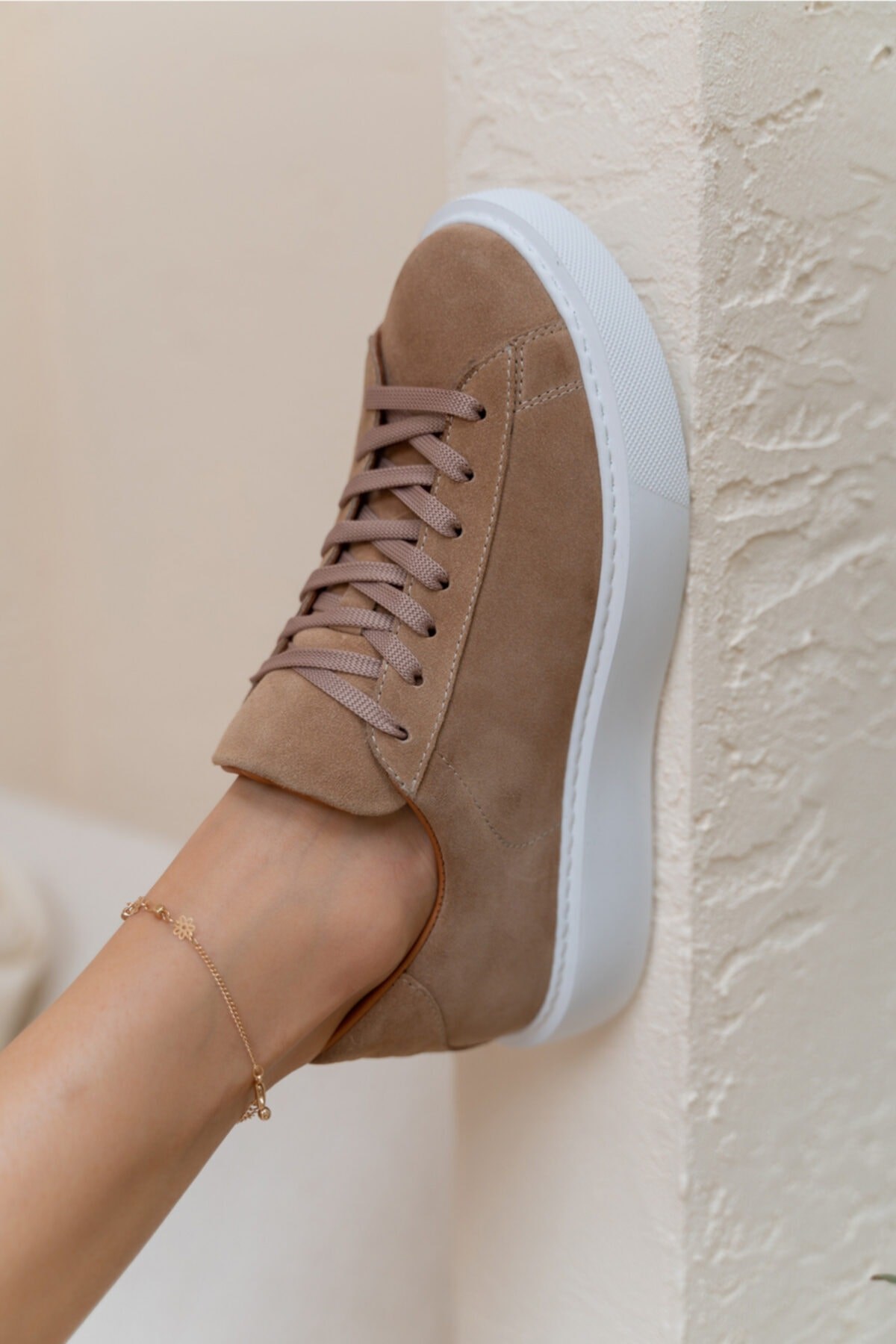 Angelo Kadın Nude Gercek Suet Eva Tabanli Sneakers