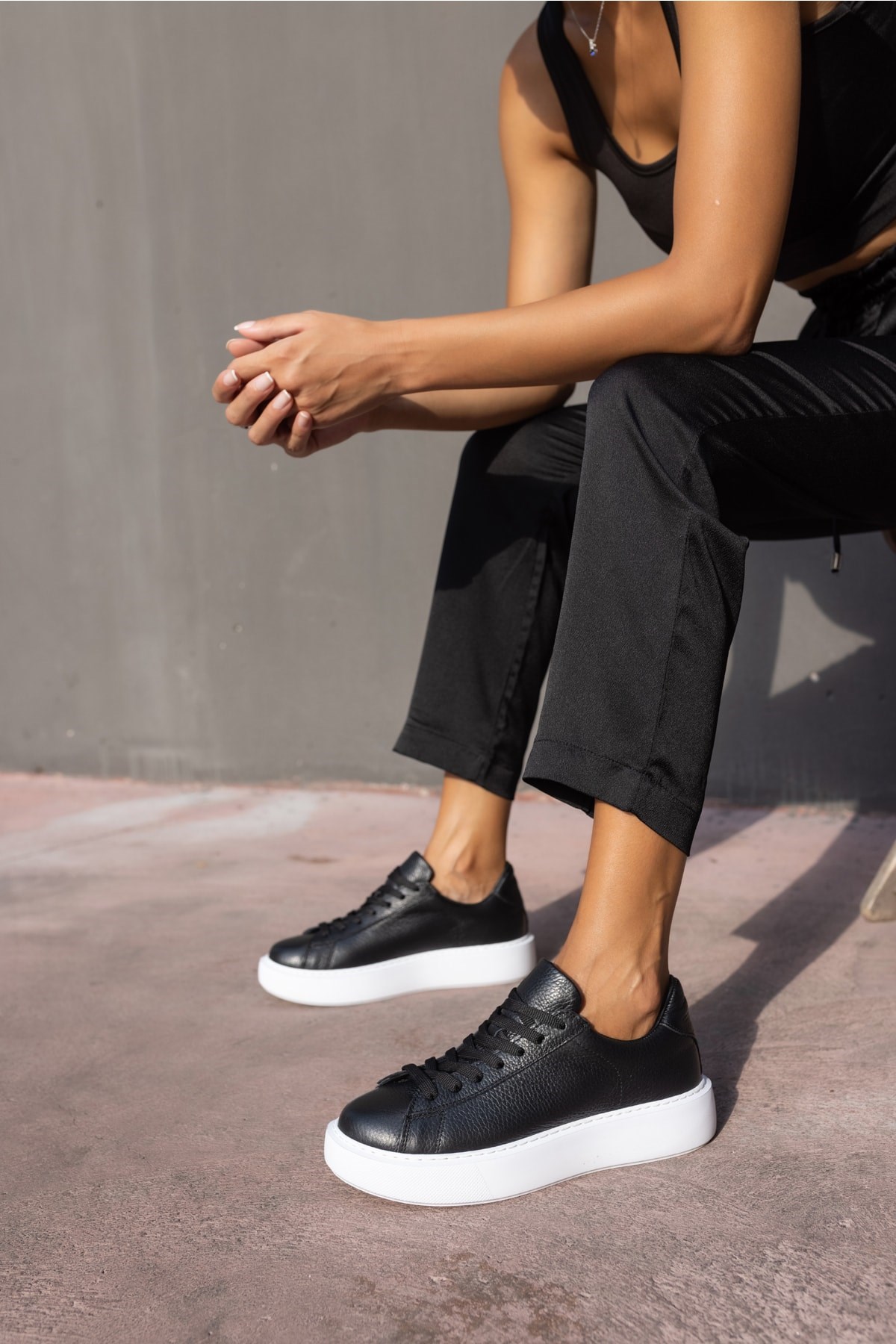 Angelo Kadın Siyah Gercek Deri Eva Tabanli Sneakers