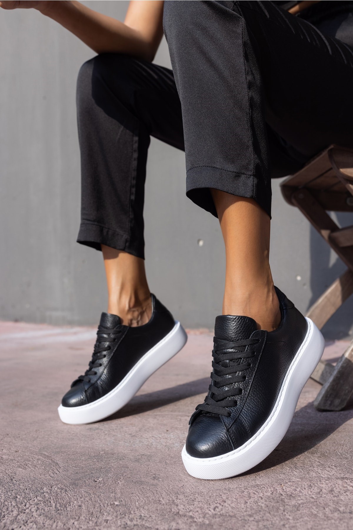 Angelo Kadın Siyah Gercek Deri Eva Tabanli Sneakers