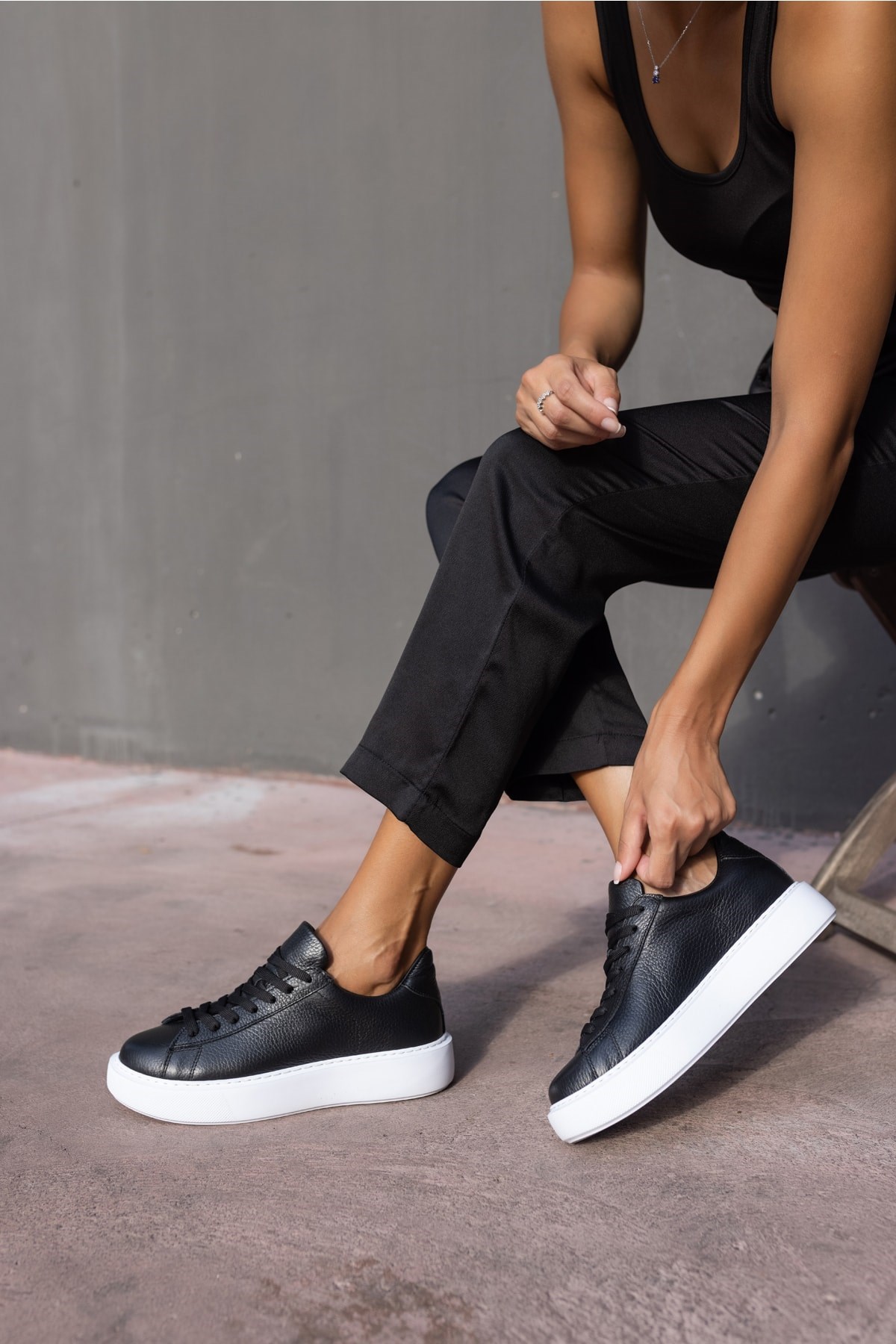 Angelo Kadın Siyah Gercek Deri Eva Tabanli Sneakers