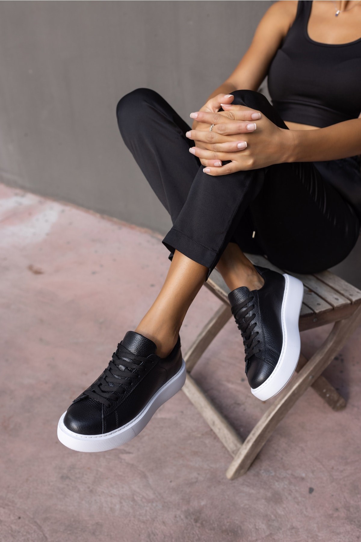 Angelo Kadın Siyah Gercek Deri Eva Tabanli Sneakers